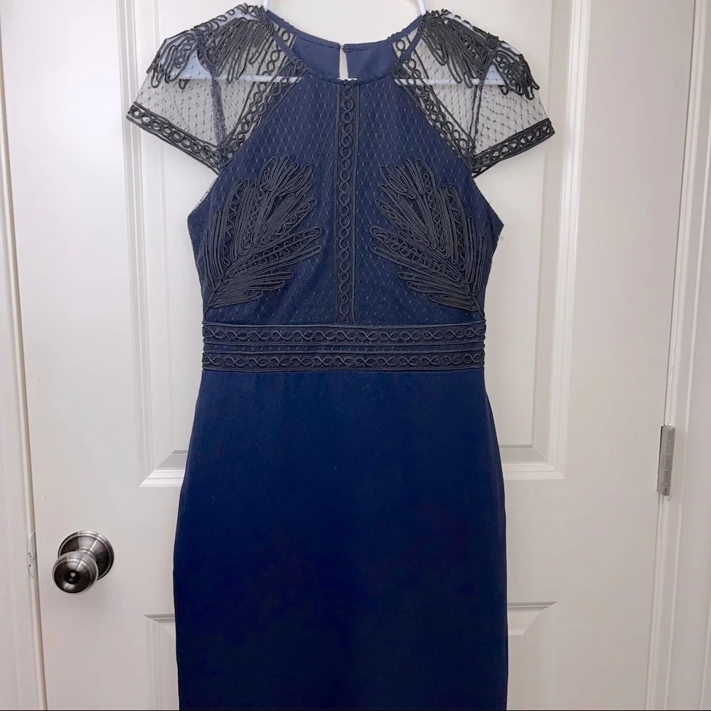 Harlyn Soutached Sheath Dress Black Navy S - Picture 6 of 17